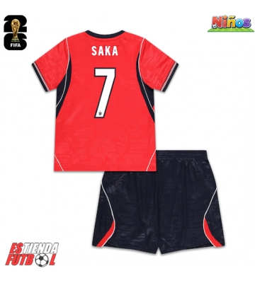 Inglaterra Bukayo Saka #7 Segunda Equipación Niños Mundial 2026 Manga Corta (+ Pantalones cortos)
